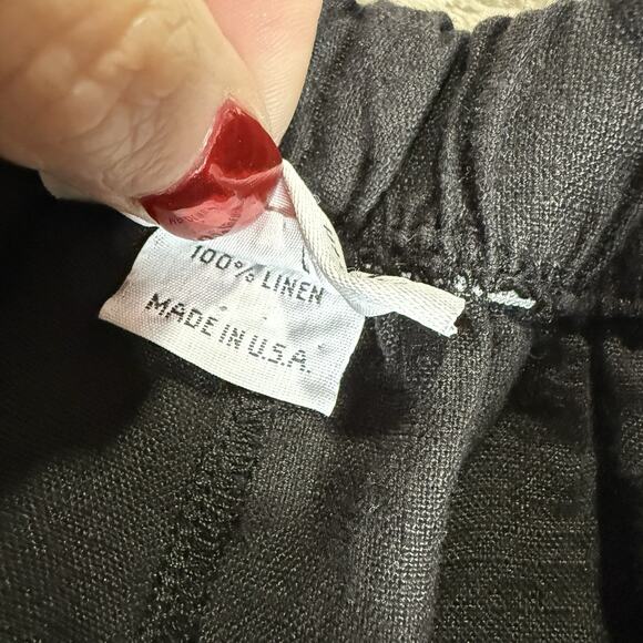 Bryn Walker 100% Linen Black Pants Women's Size XXS Wide Leg Crop Pockets - Picture 6 of 10